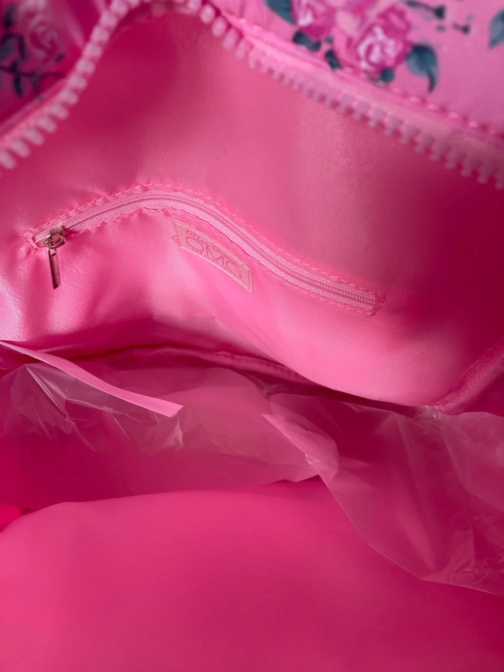 OMG Pink Floral Quilted Kids Backpack with Pom-Pom Charm